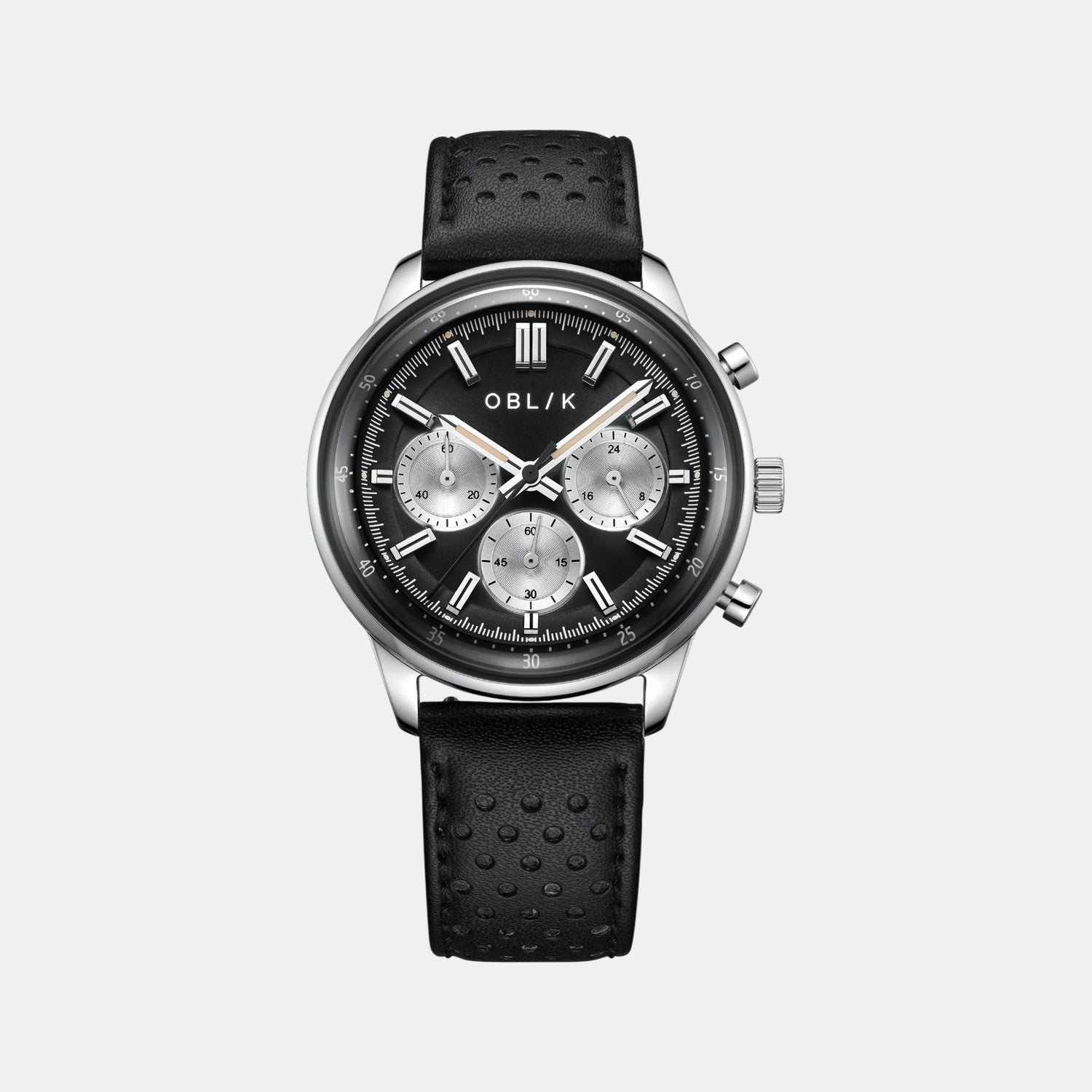 Panda Reverso Men Quartz Two Tone Dial Chronograph Leather Watch