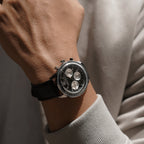 Panda Reverso Men Quartz Black Dial Chronograph Leather Watch Panda Reverso