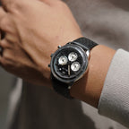 Panda Reverso Men Quartz Black Dial Chronograph Leather Watch Panda Reverso