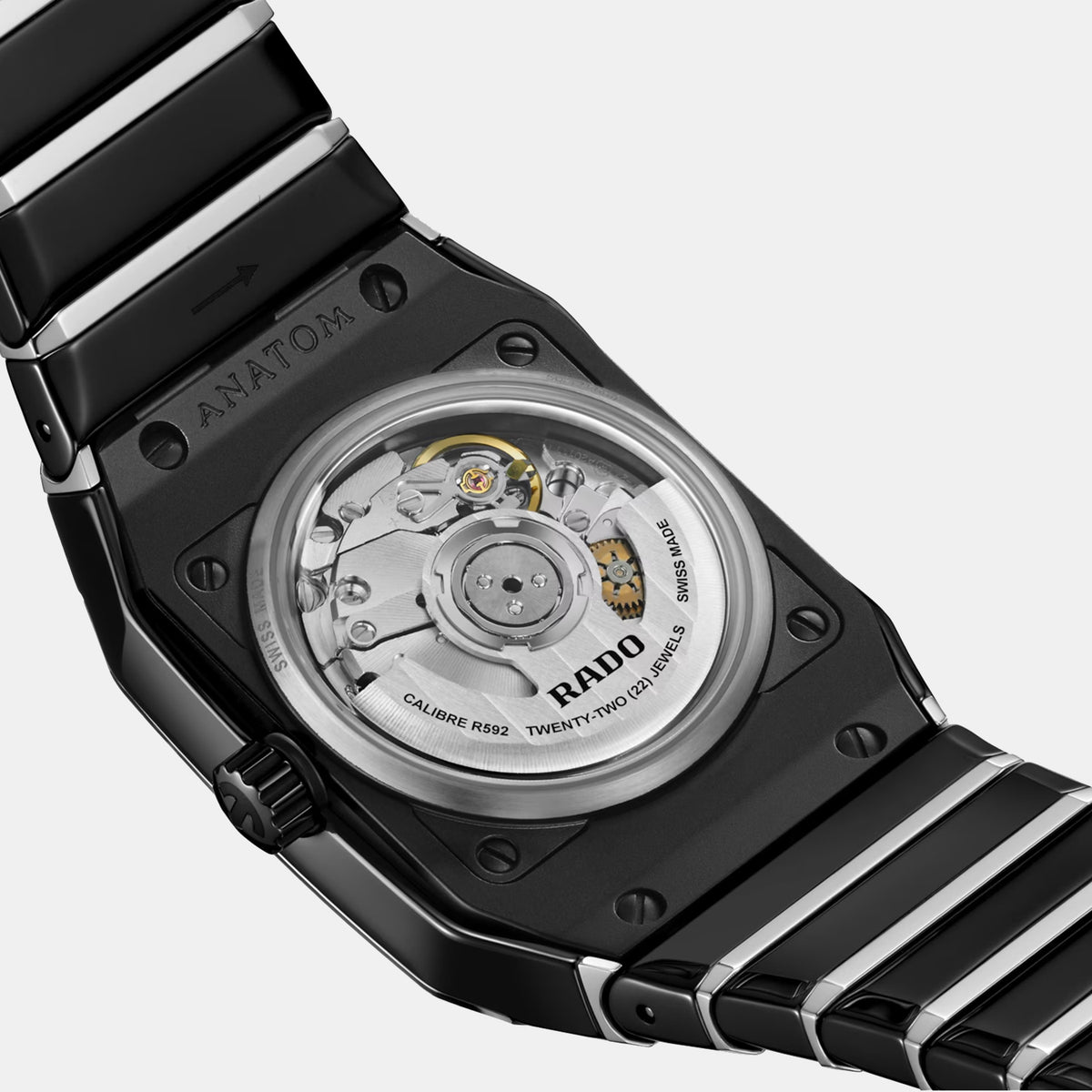 Anatom Men Automatic Black Dial Analog Stainless Steel Watch R10260152