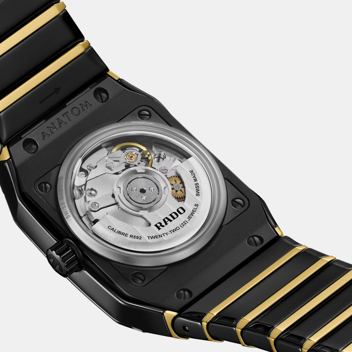 Anatom Men Automatic Black Dial Analog Stainless Steel Watch R10263702