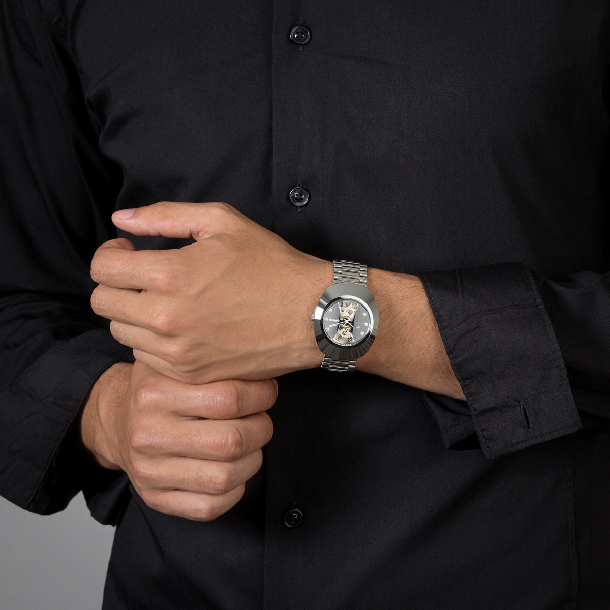 Diastar Unisex Automatic Black Dial Analog Stainless Steel Watch R12063103