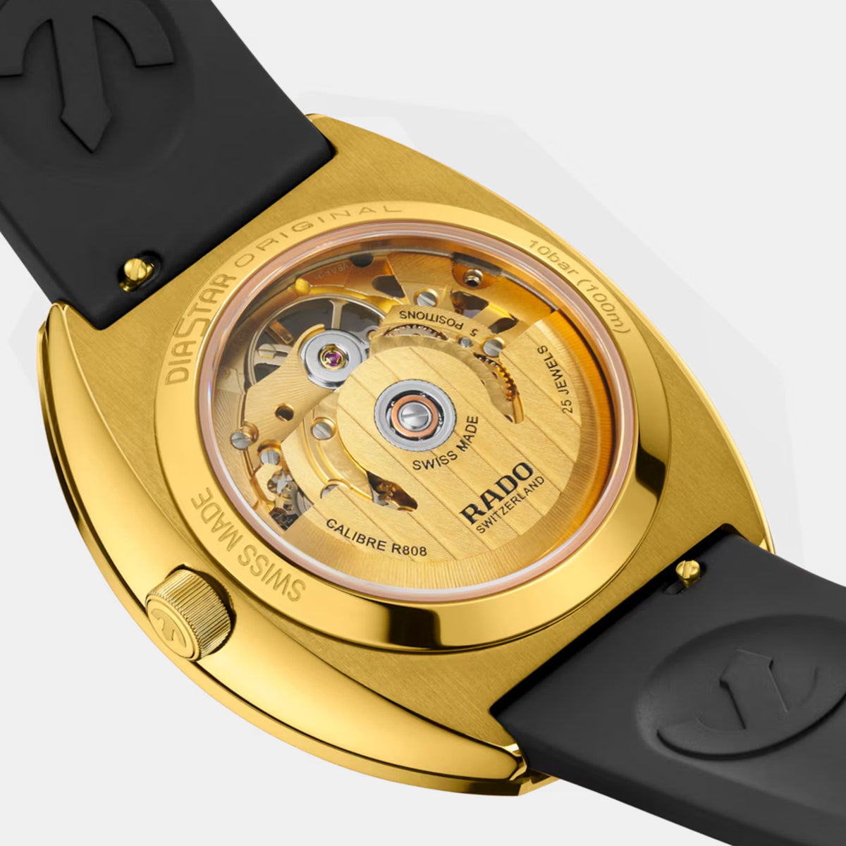 Diastar Men Automatic Gold Dial Analog Rubber Watch R12166159