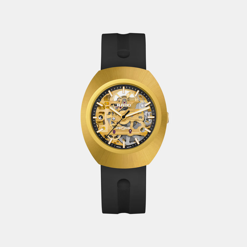Diastar Men Automatic Gold Dial Analog Rubber Watch R12166159