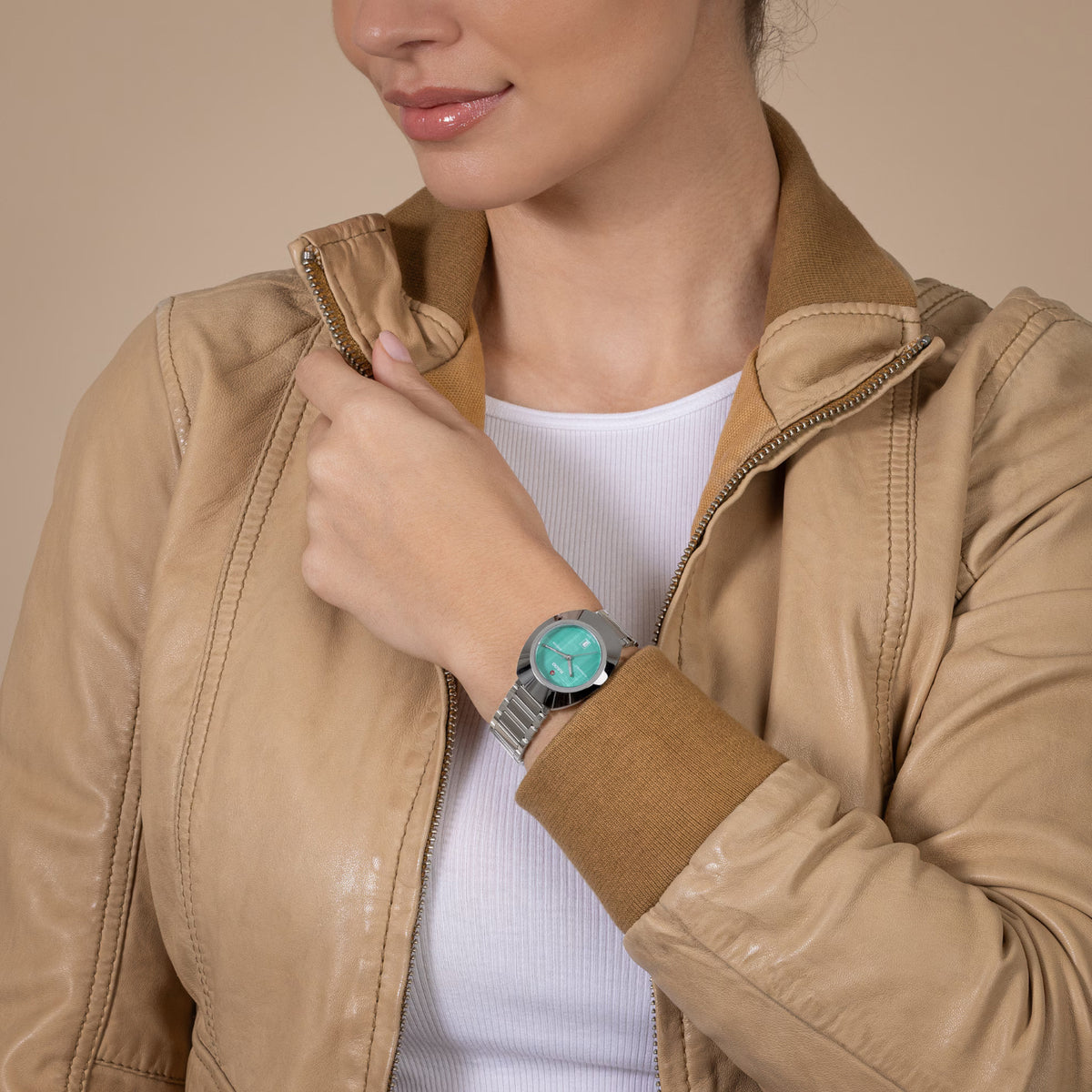 Diastar Women Automatic Turquoise Dial Analog Stainless Steel Watch R12170323