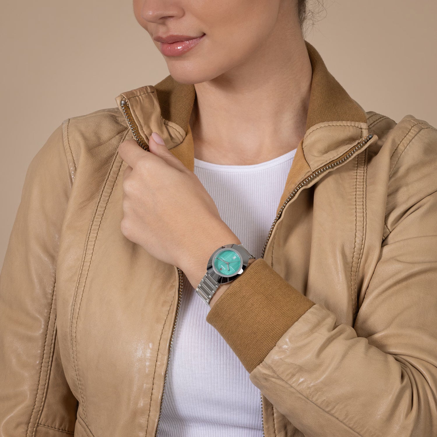 DiaStar Original Women Automatic Turquoise Dial Analog Stainless Steel Watch R12170323