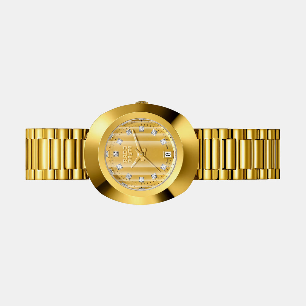 DiaStar Original Women Quartz Gold Dial Analog Stainless Steel Watch R12306303
