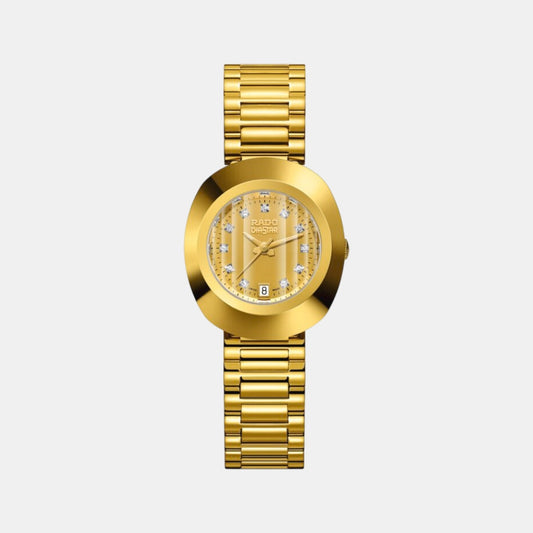 DiaStar Original Women Quartz Gold Dial Analog Stainless Steel Watch R12306303