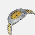 Diastar Men Quartz Yellow Dial Analog Stainless Steel Watch R12391633