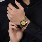 Diastar Men Quartz Yellow Dial Analog Stainless Steel Watch R12391633