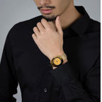 Diastar Men Quartz Gold Dial Analog Stainless Steel Watch R12393633