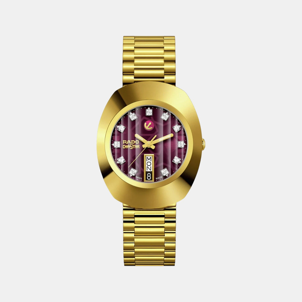 Diastar Men Automatic Purple Dial Analog Stainless Steel Watch R12413573