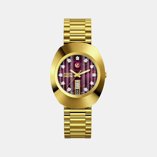 Diastar Men Automatic Purple Dial Analog Stainless Steel Watch R12413573