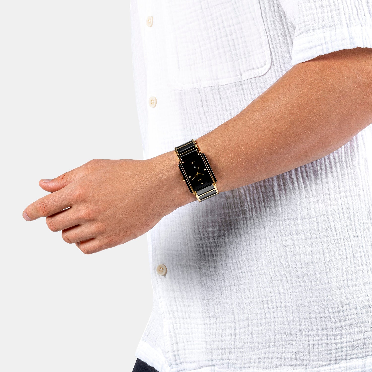 Integral Diamonds Unisex Quartz Black Dial Analog Stainless Steel Watch R20204712
