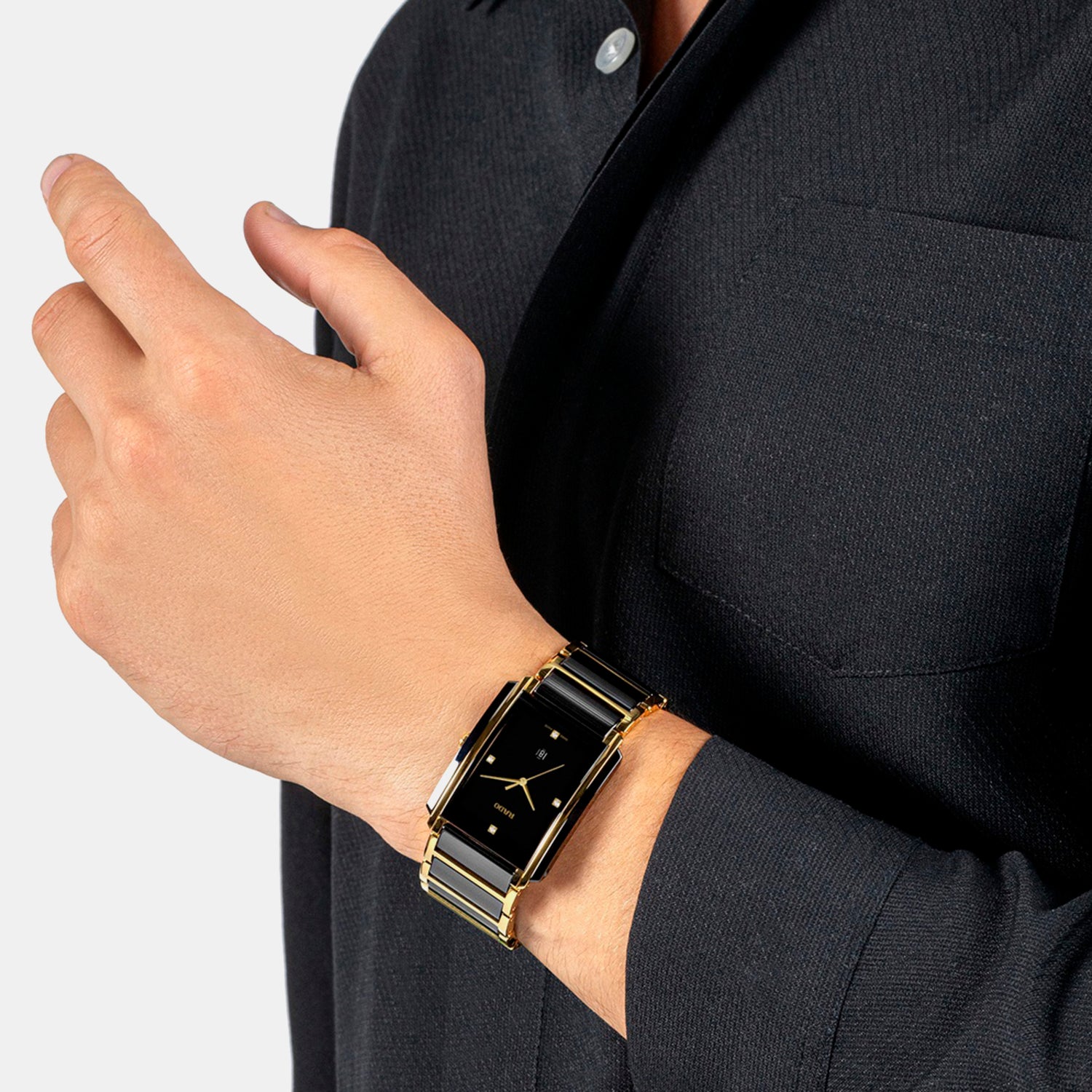 Integral Diamonds Unisex Quartz Black Dial Analog Stainless Steel Watch R20204712