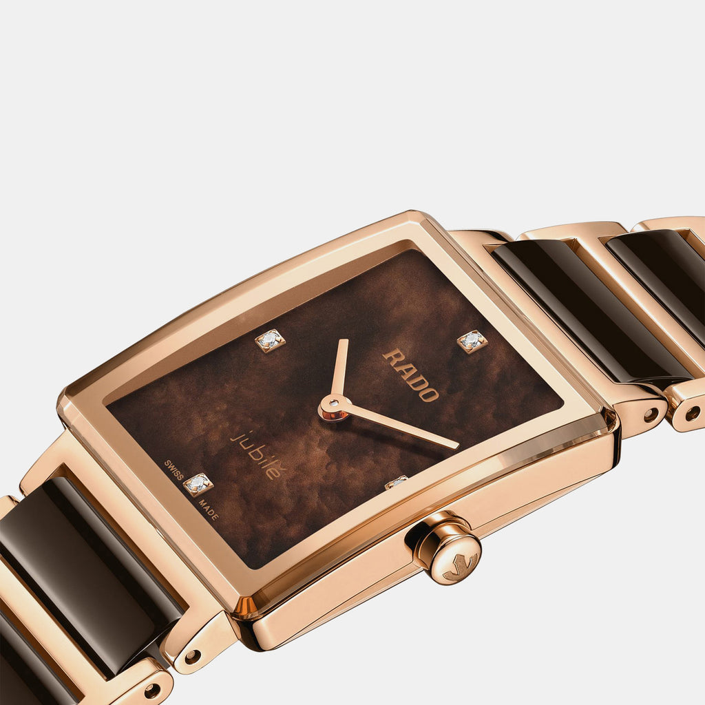 Integral Diamond Women Quartz Brown Dial Analog Ceramic Watch R20251912