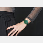 True Round Unisex Quartz Green Dial Analog Ceramic Watch R27006912