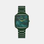 True Square Unisex Quartz Green Dial Analog Stainless Steel Watch R27047902