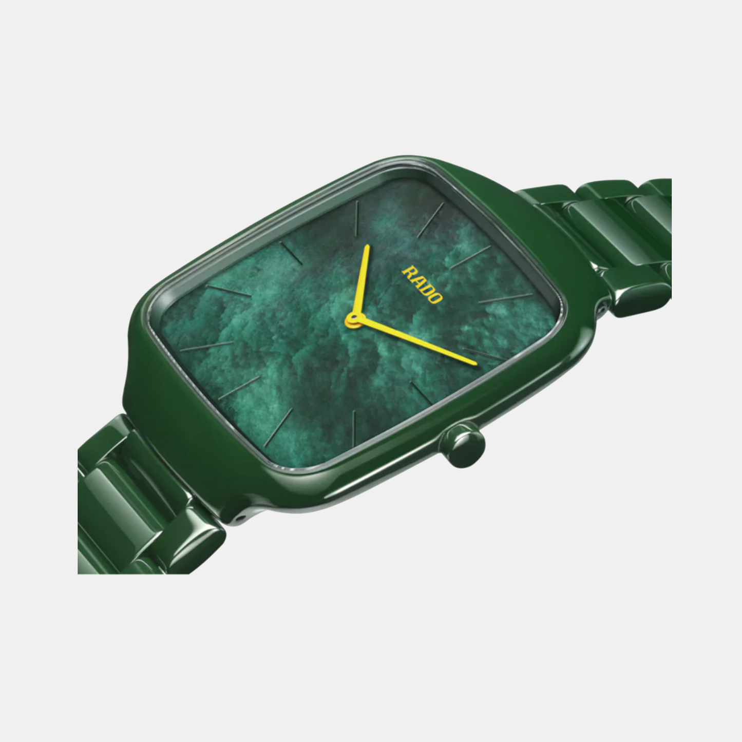 True Square Unisex Quartz Green Dial Analog Ceramic Watch R27047902