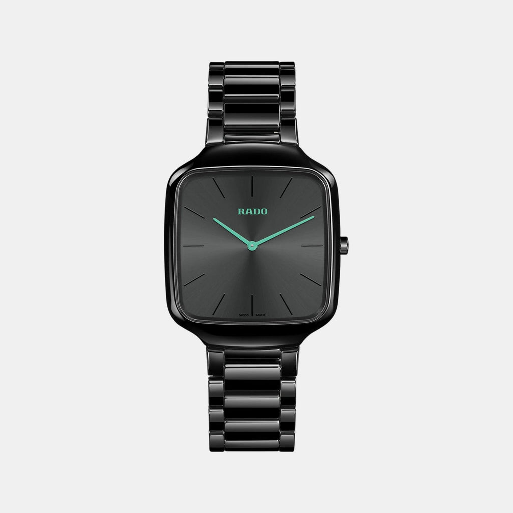 True Square Unisex Quartz Black Dial Analog Ceramic Watch R27054152