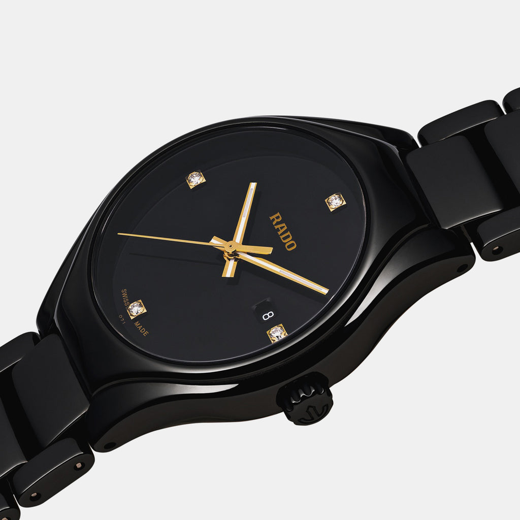 True Round Women Quartz Black Dial Analog Ceramic Watch R27059712