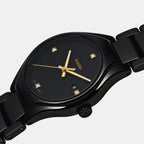 True Round Women Quartz Black Dial Analog Ceramic Watch R27059712