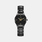 True Round Women Quartz Black Dial Analog Ceramic Watch R27059712