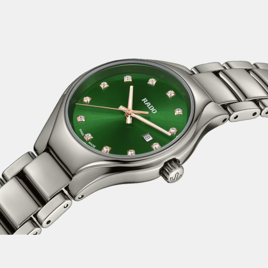 True Round Women Quartz Green Dial Analog Ceramic Watch R27060742