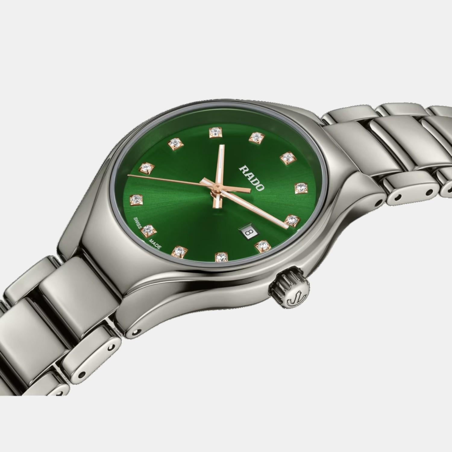 True Round Women Quartz Green Dial Analog Ceramic Watch R27060742