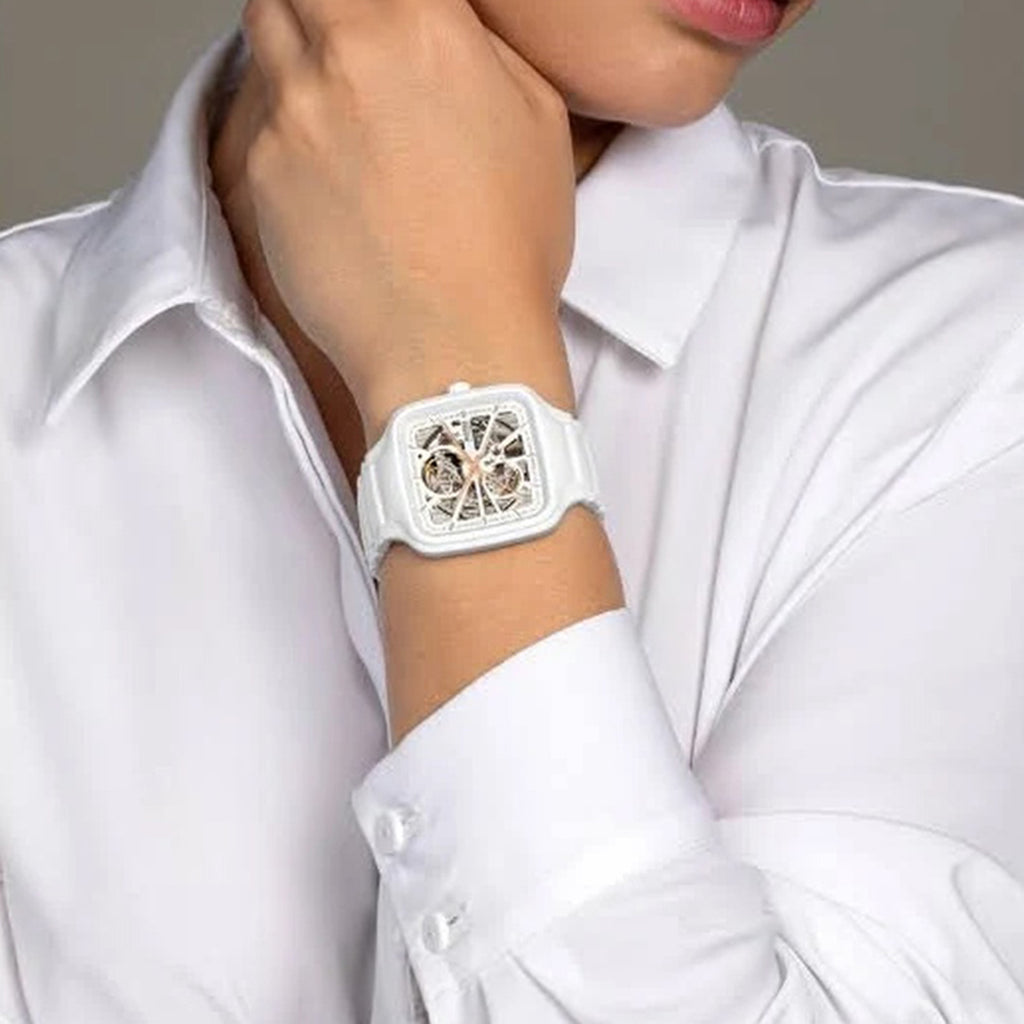True Square Unisex Automatic White Dial Analog Ceramic Watch R27073012