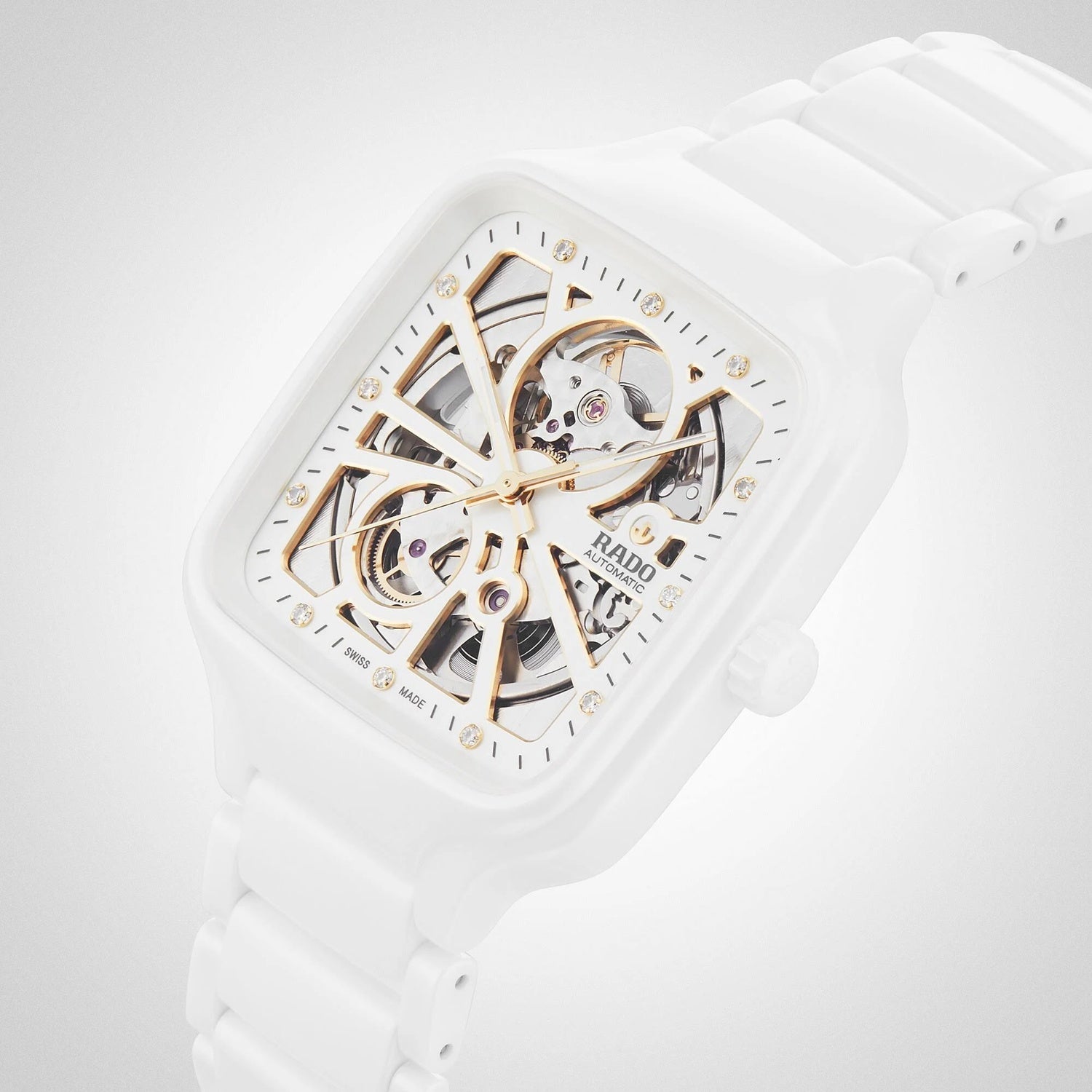 True Square Unisex Automatic White Dial Analog Ceramic Watch R27073012