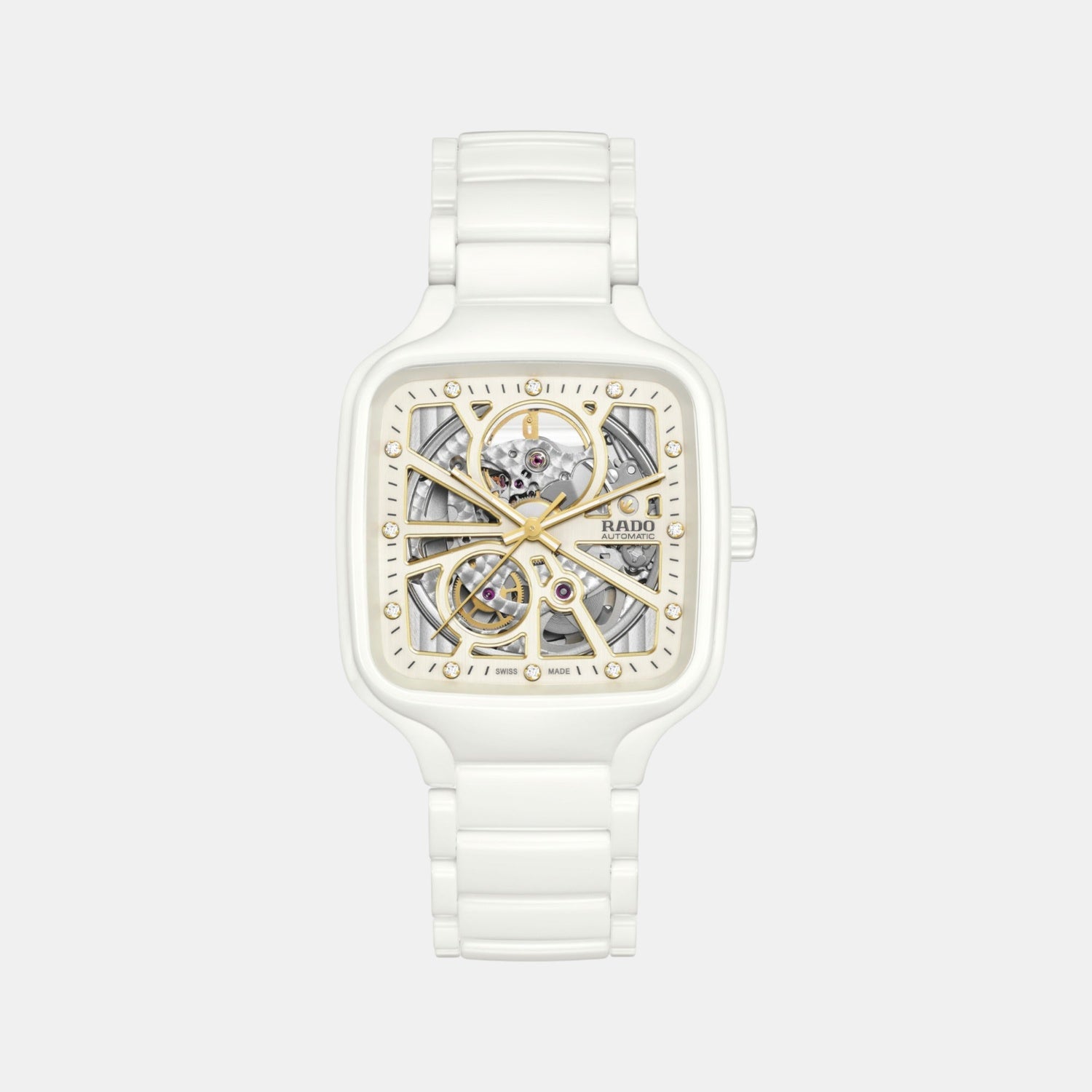 True Square Unisex Automatic White Dial Analog Ceramic Watch R27073702