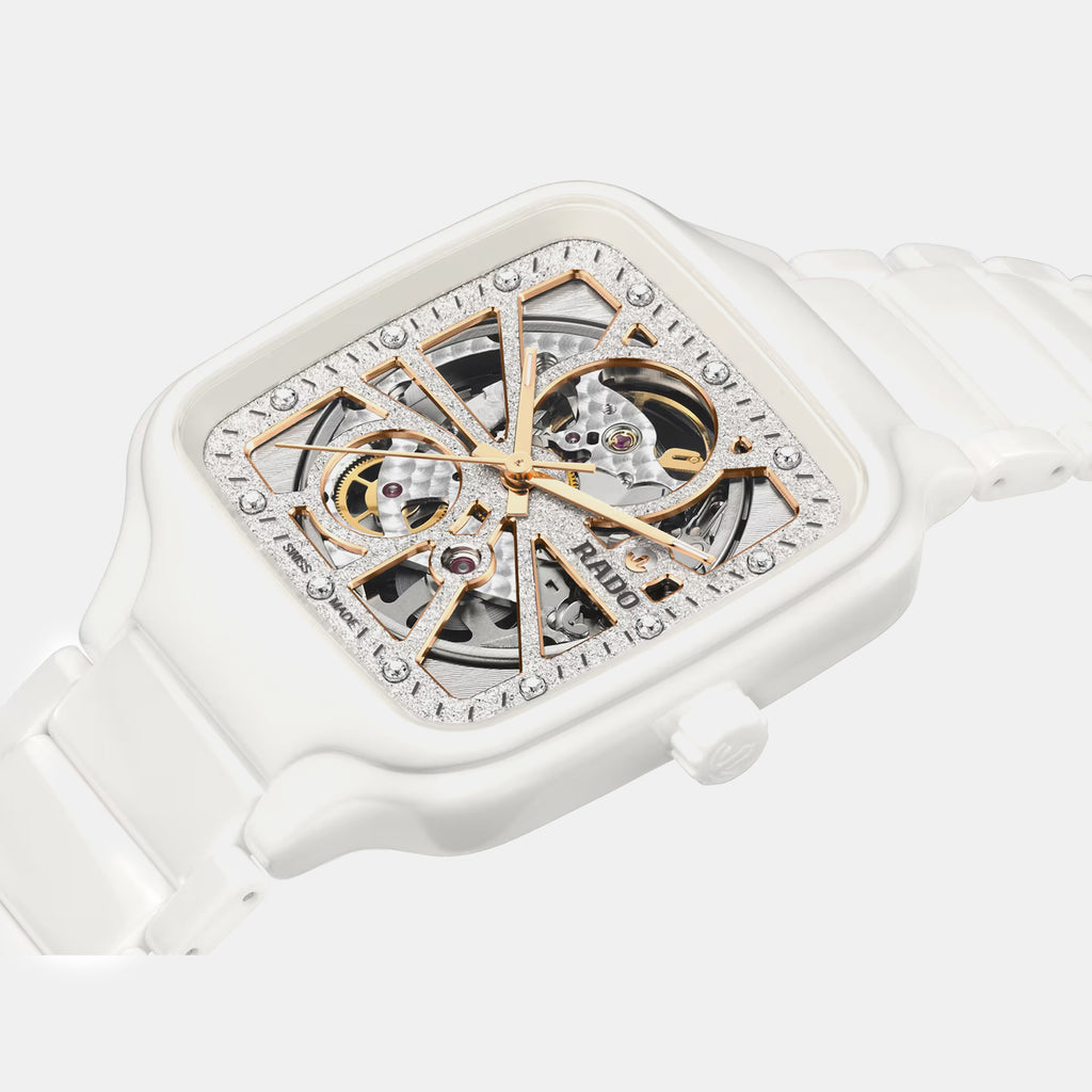 True Square Open Heart Sparkling Automatic Grey Dial Analog Ceramic Watch R27073722