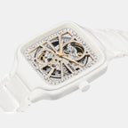 True Square Open Heart Sparkling Automatic Grey Dial Analog Ceramic Watch R27073722