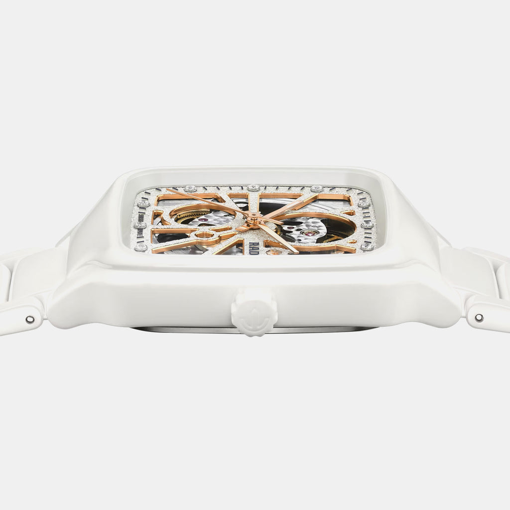 True Square Open Heart Sparkling Automatic Grey Dial Analog Ceramic Watch R27073722