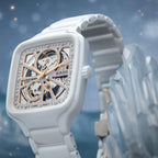 True Square Open Heart Sparkling Automatic Grey Dial Analog Ceramic Watch R27073722