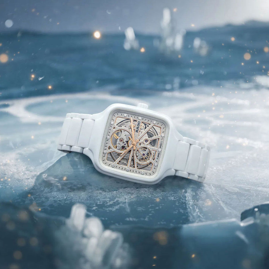 True Square Open Heart Sparkling Automatic Grey Dial Analog Ceramic Watch R27073722