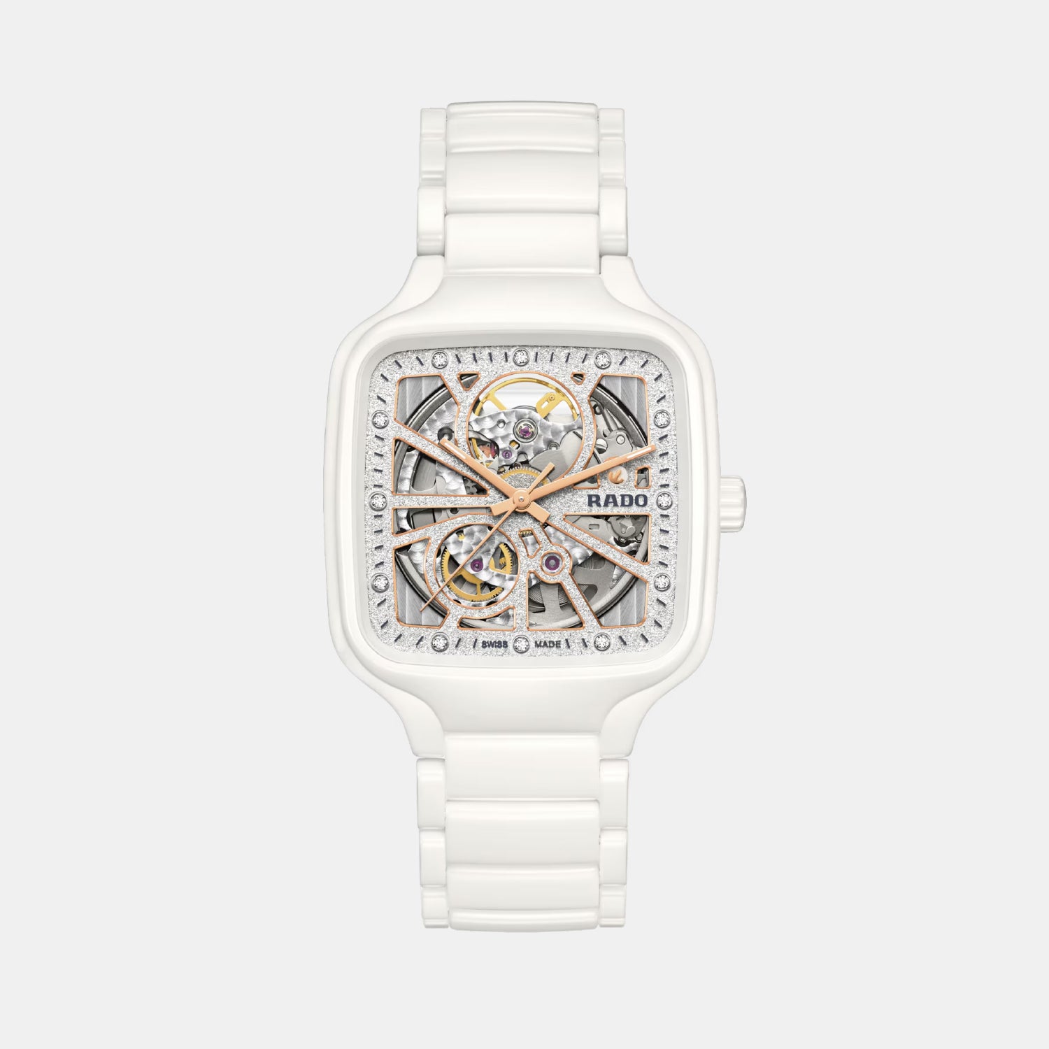 True Square Open Heart Sparkling Automatic Grey Dial Analog Ceramic Watch R27073722