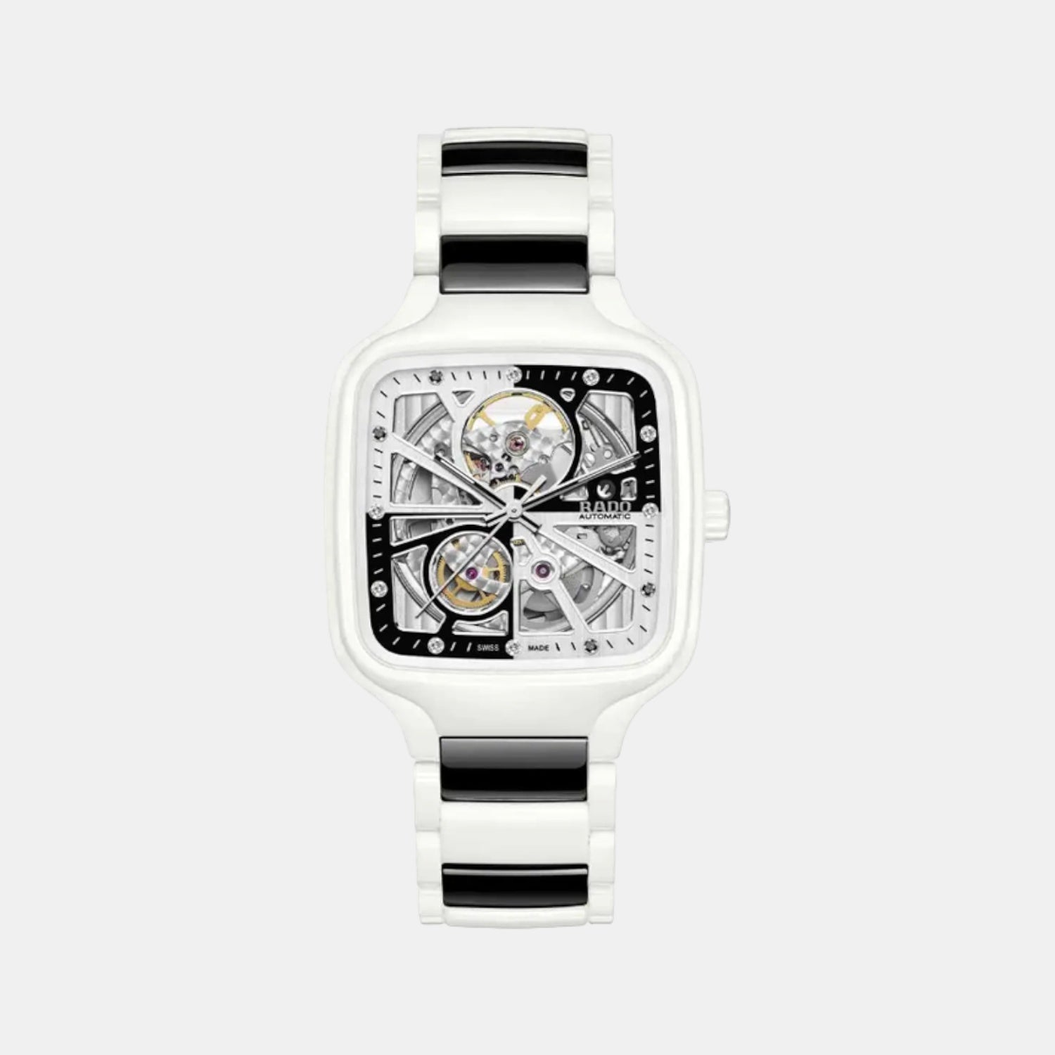 True Square Unisex Automatic White & Black Dial Analog Ceramic Watch R27073752