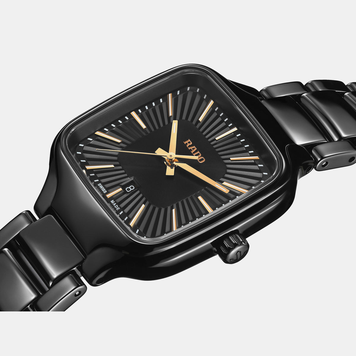 True Square Women Quartz Black Dial Analog Ceramic Watch R27080172