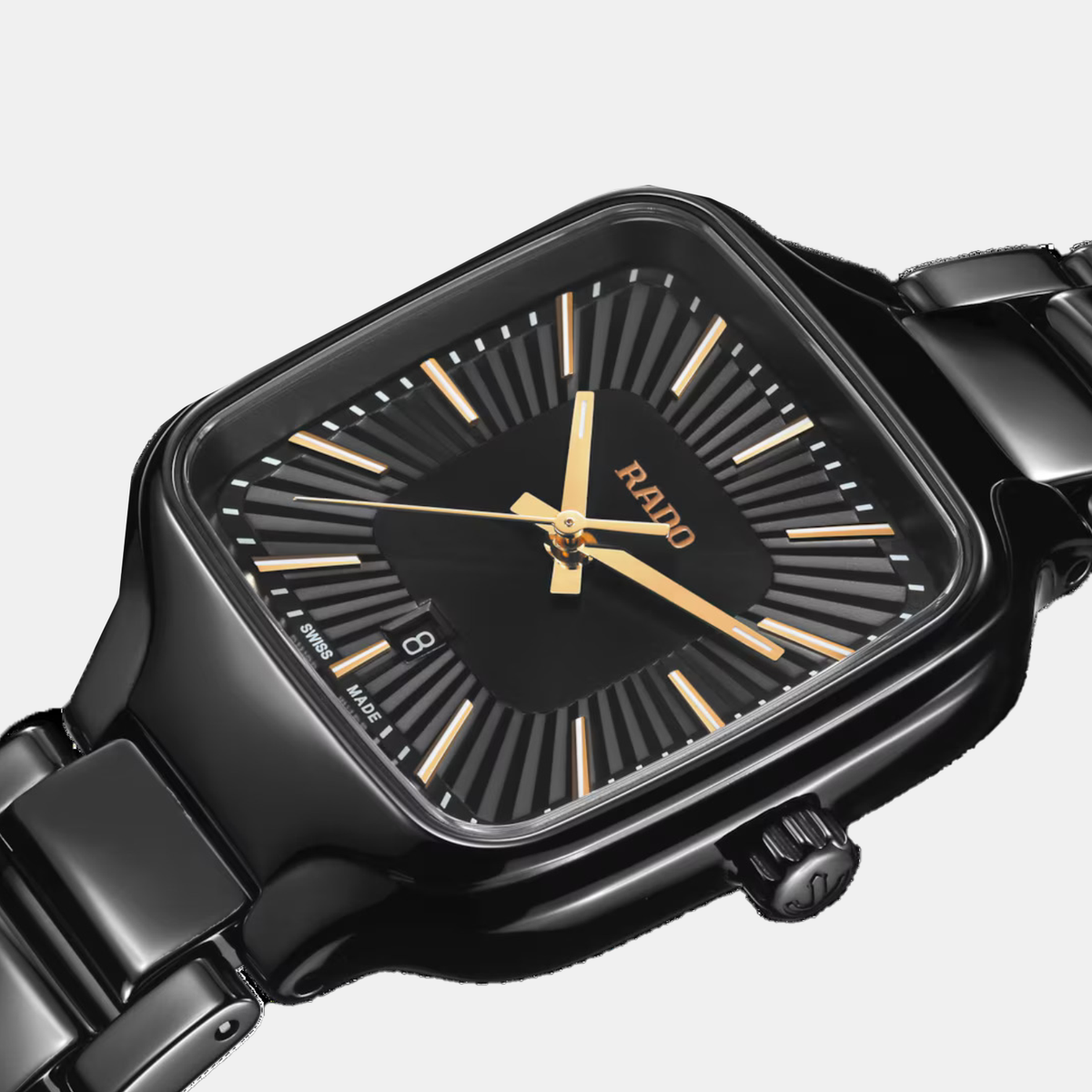 True Square Women Quartz Black Dial Analog Ceramic Watch R27080172