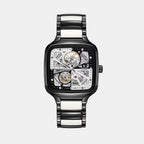 True Square Open Heart Diamonds Limited Edition Unisex Automatic Black And White Dial Analog Ceramic Watch R27086752