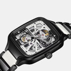 True Square Open Heart Diamonds Limited Edition Unisex Automatic Black And White Dial Analog Ceramic Watch R27086752