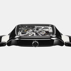 True Square Open Heart Diamonds Limited Edition Unisex Automatic Black And White Dial Analog Ceramic Watch R27086752