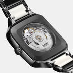 True Square Open Heart Diamonds Limited Edition Unisex Automatic Black And White Dial Analog Ceramic Watch R27086752