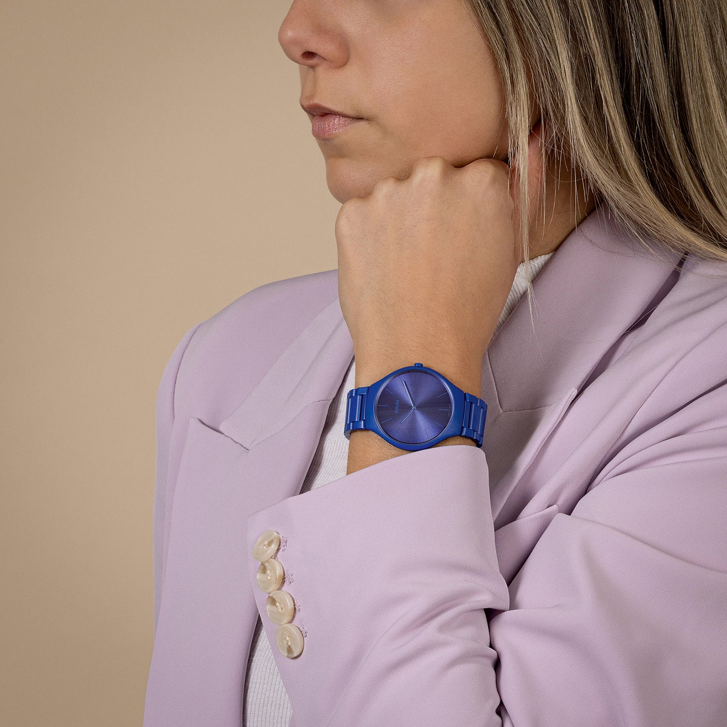 True Thinline Unisex Quartz Blue Dial Analog Ceramic Watch R27092622