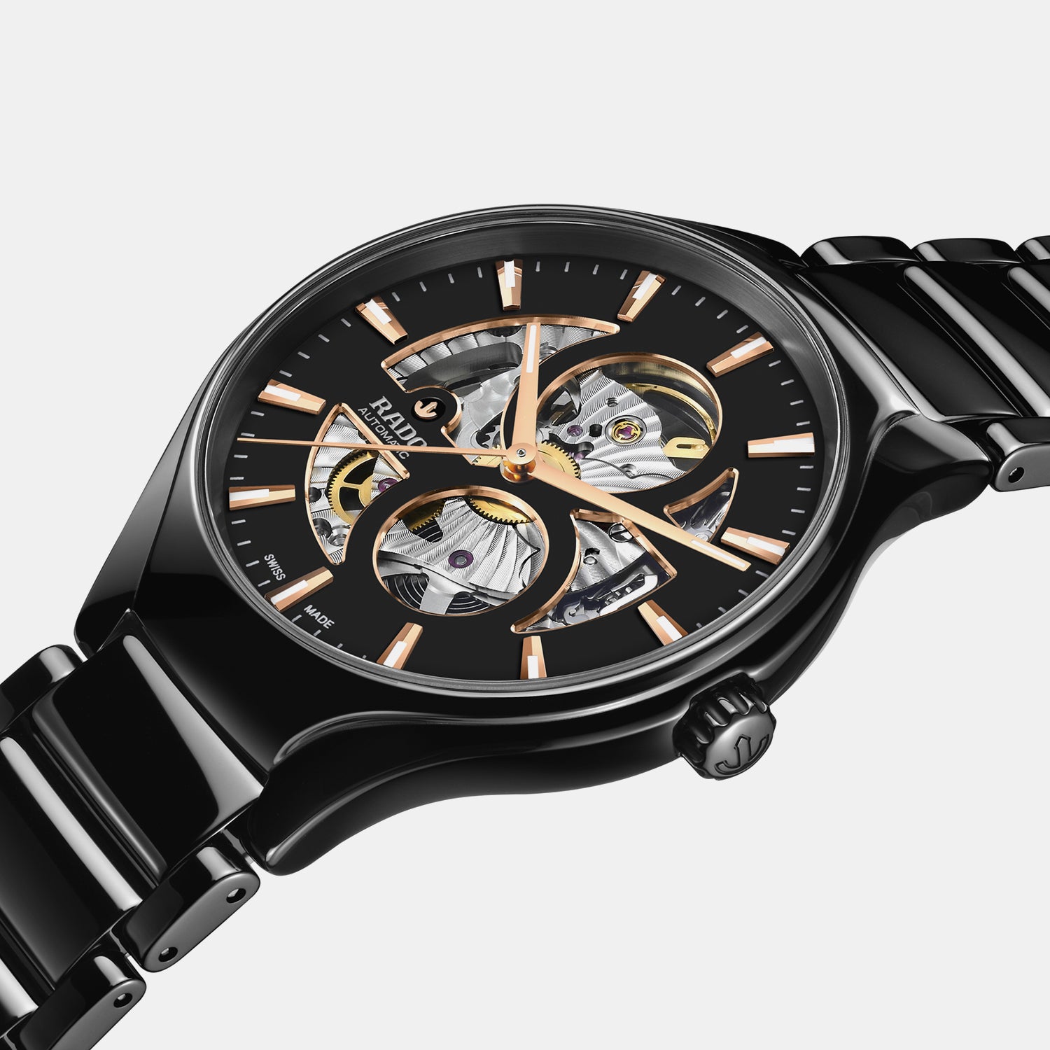 True Round Unisex Automatic Black Dial Analog Ceramic Watch R27107172