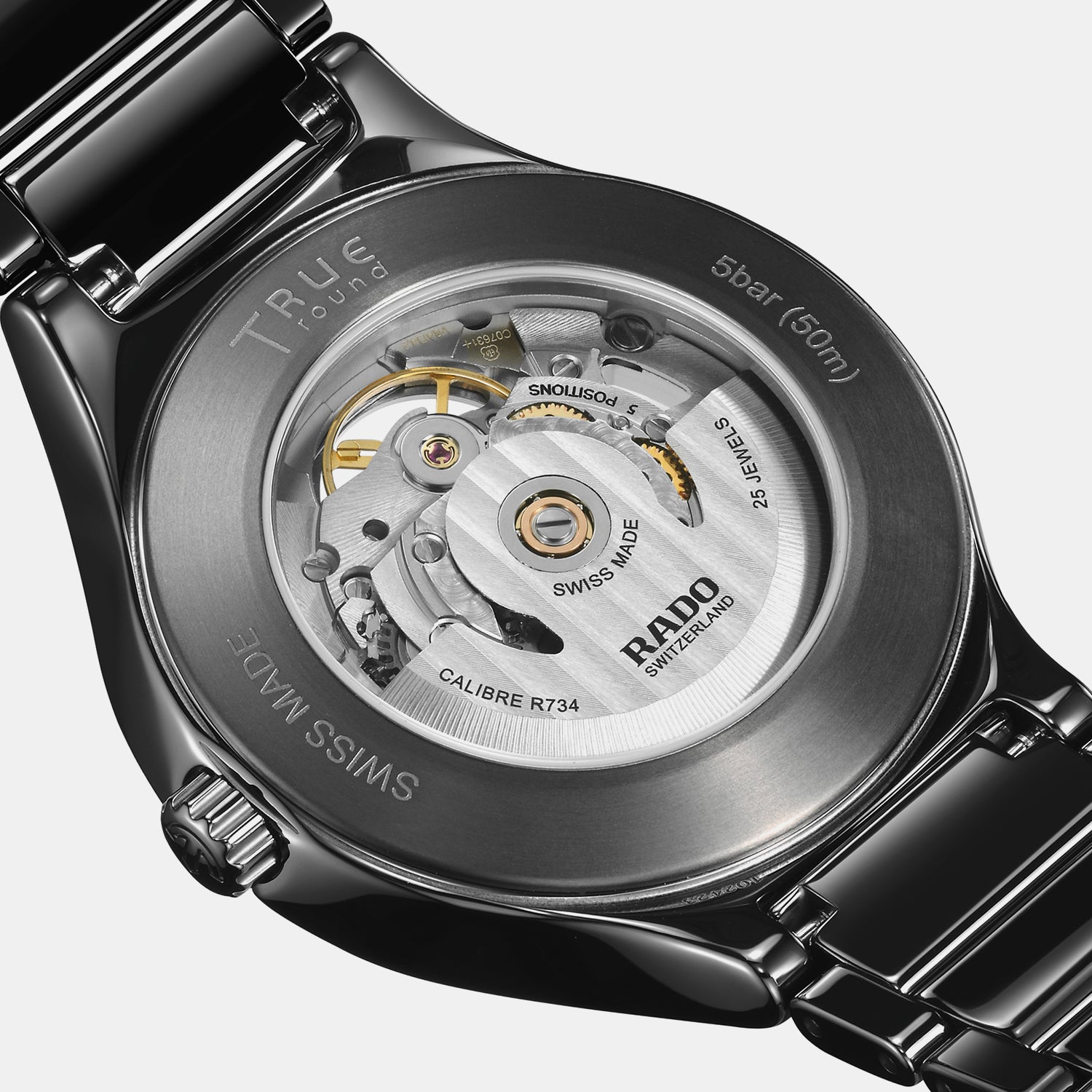 True Round Unisex Automatic Black Dial Analog Ceramic Watch R27107172