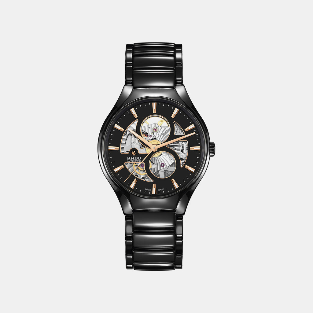 True Round Unisex Automatic Black Dial Analog Ceramic Watch R27107172