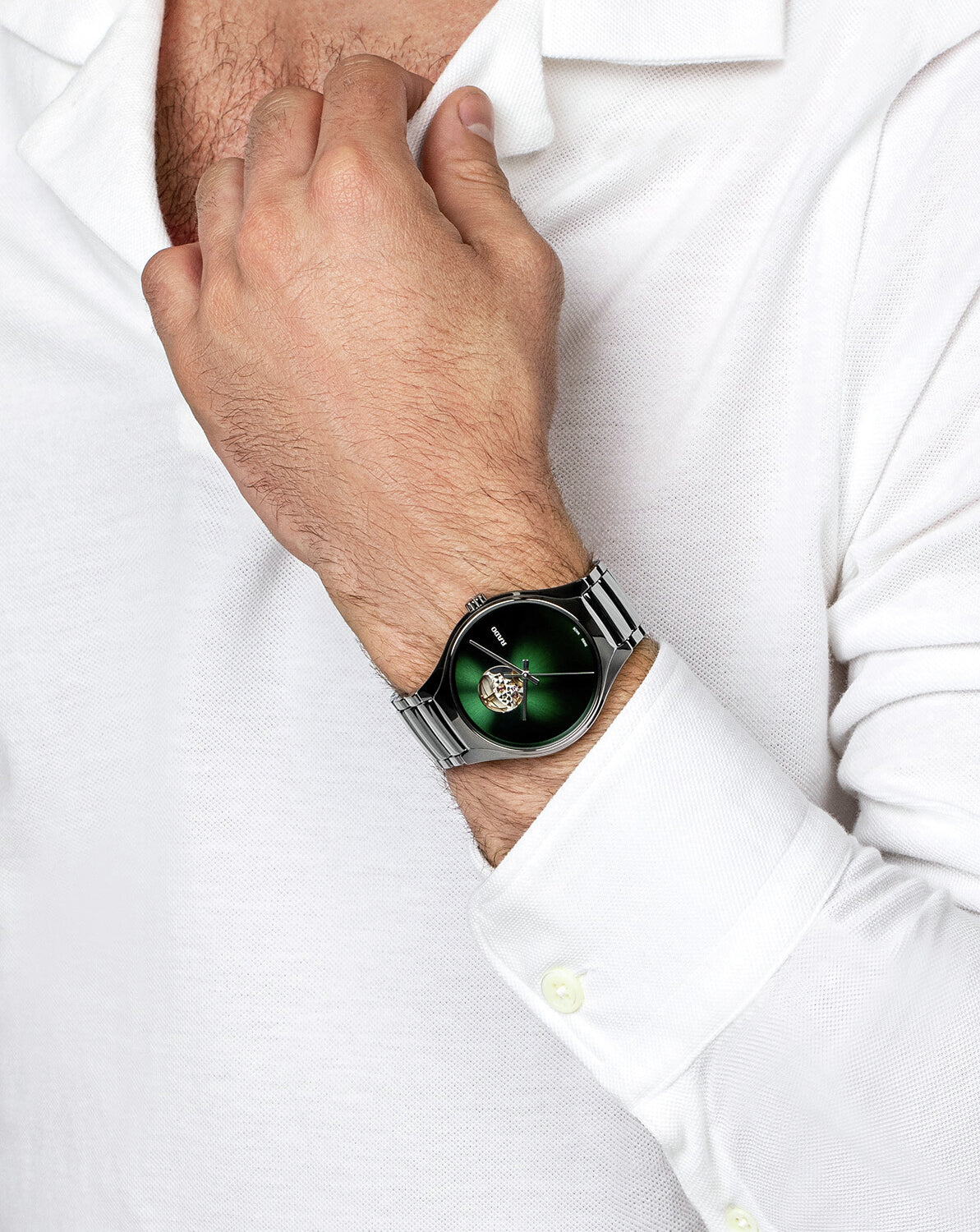 True Round Unisex Automatic Green Dial Analog Ceramic Watch R27108312
